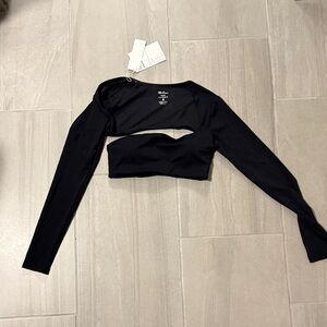 Stylish Black Long Sleeve Crop Top
